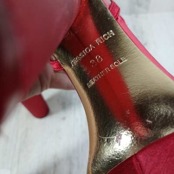 Jessica Rich Red Platform Block High Heeled Sandals #401 - Picture 10 of 12